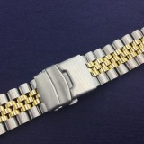 Golden Solid Linker Genuine 22mm Curved Oyster Bracelet For SEIKO SKX007 SKX009
