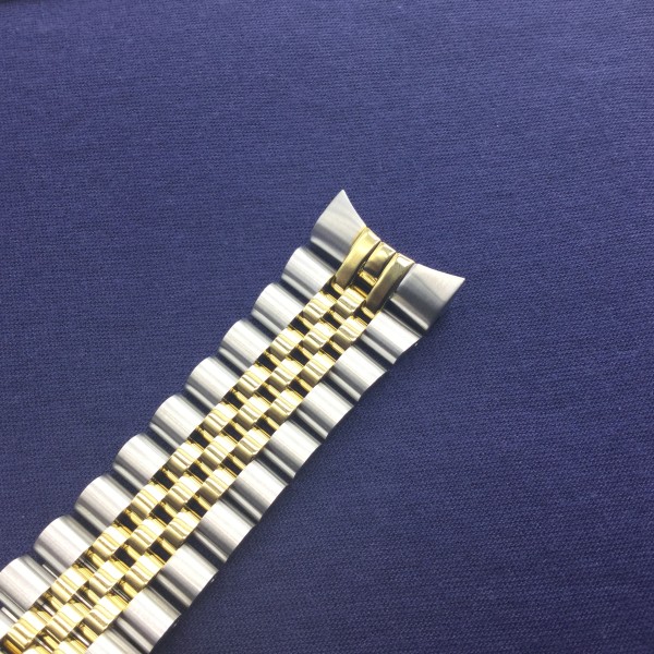 Golden Solid Linker Genuine 22mm Curved Oyster Bracelet For SEIKO SKX007 SKX009