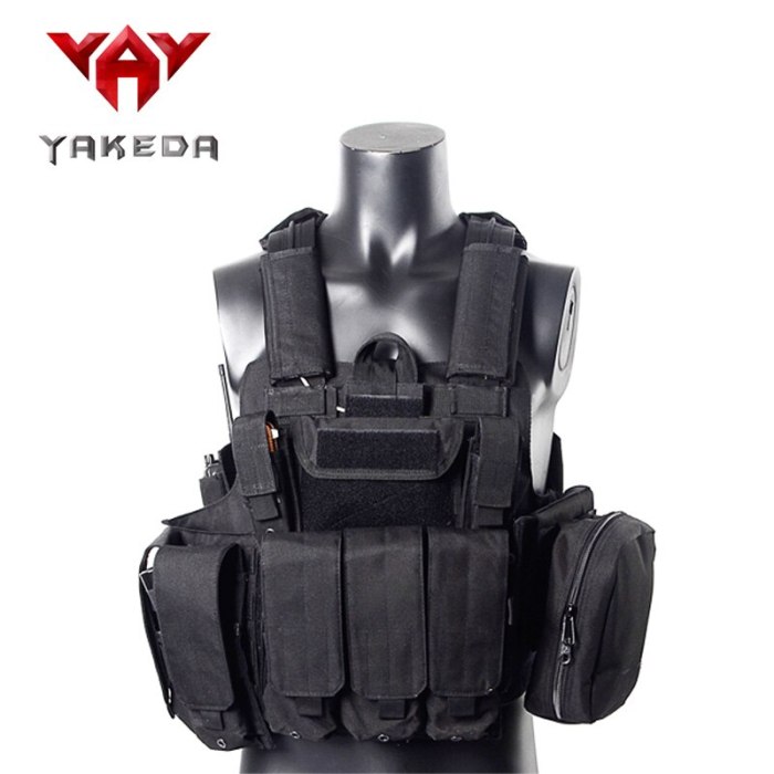 YAKEDA Military Tactical Vest Police Paintball Wargame Wear MOLLE Body Armor Hunting Vest CS Outdoor Products Equipment Black