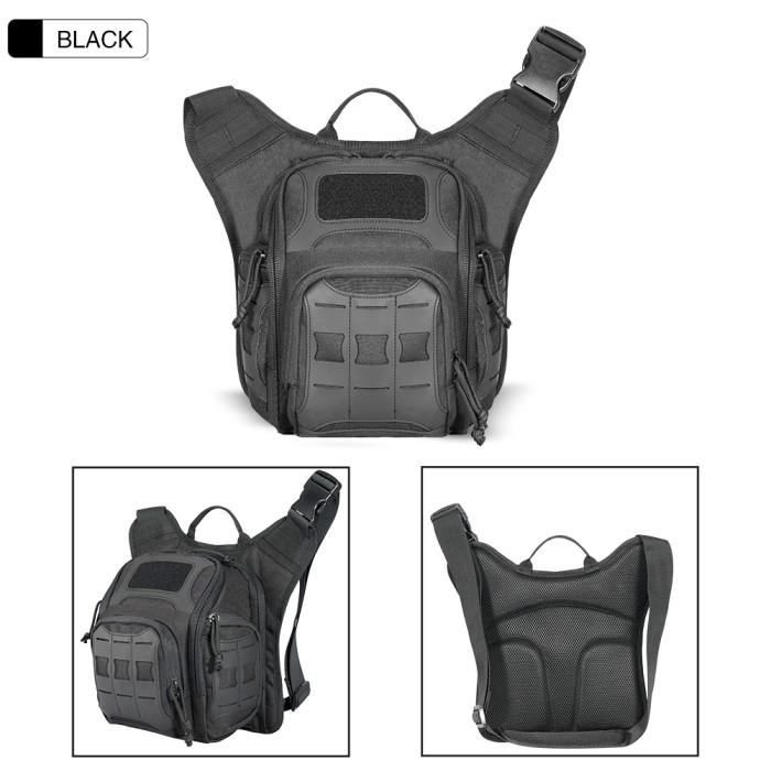 Men Outdoor Shoulder Chest Bag Military Tactical Backpack Cycle Sling Chest Pack ACU Digital in Black | One Size