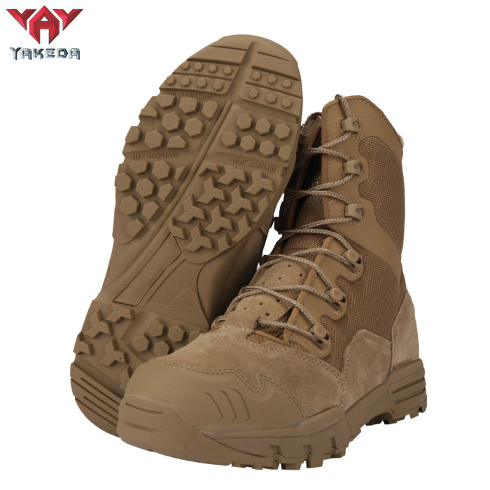 Yakeda Men's Genuine Leather shoes Wear-resistant Climbing Trekking Outdoor Hiking Boots Tactical