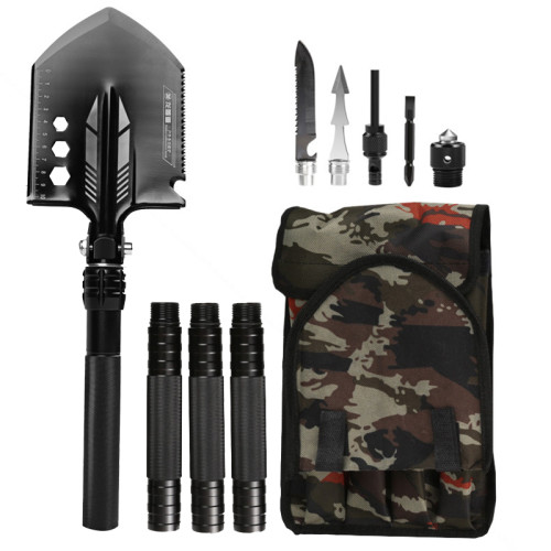 Multi-function Folding Military Spade Shovel hoe 82cm99cm All black thickened four-section shovel