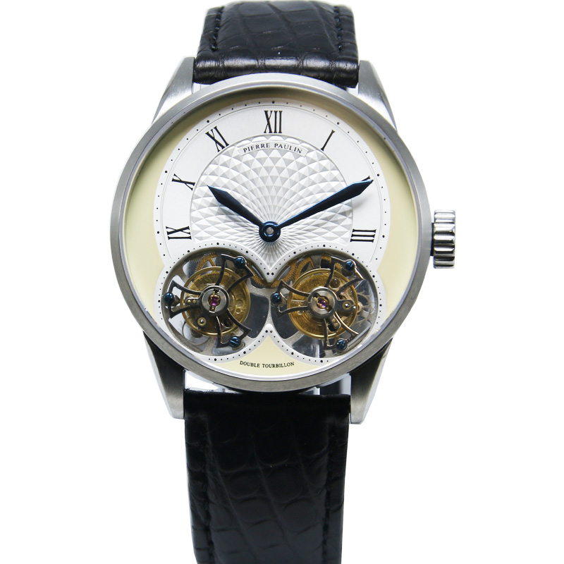 Double Flying Tourbillon PIERRE PAULIN Genuine Mechanical Dress Luxury Mens  Watch