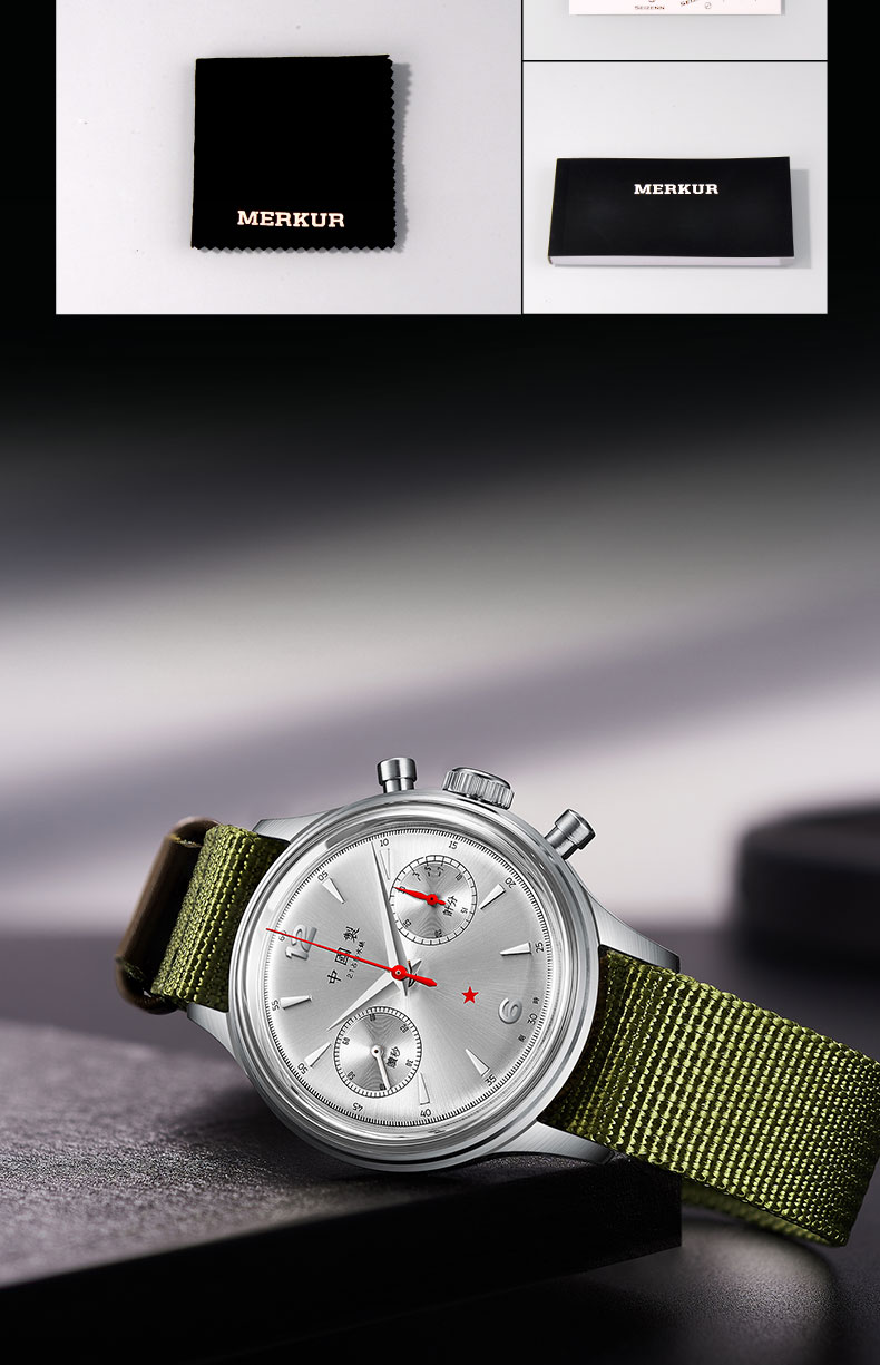 MERKUR FOD Fliger PILOT Mechanical Chronograph Mens Watch Type B