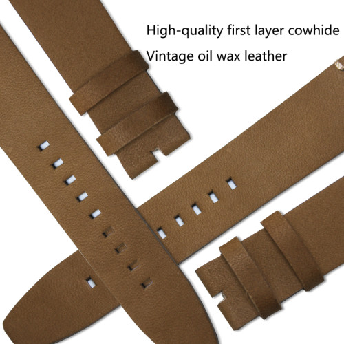 MERKUR Waterproof Skin-friendly Breathable, Retro Oil Wax Universal Craft Leather Watchband Watch Accessories
