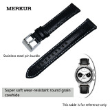 MERKUR Waterproof 18MM Leather Watchband Cowhide Leather Watchband Watch Accessories For Both Men And Women