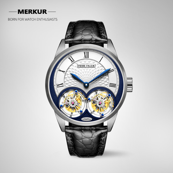 MERKUR True Double Tourbillon Manual Mechanical Watch Men's Social Formal Business Men's Watch