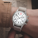 Enamel Red 12 Manual Mechanical Chronograph German Style Retro Complicated Men's Luxury Dress Handwind Watch