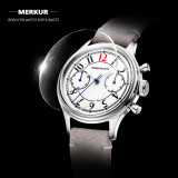 Enamel Red 12 Manual Mechanical Chronograph German Style Retro Complicated Men's Luxury Dress Handwind Watch
