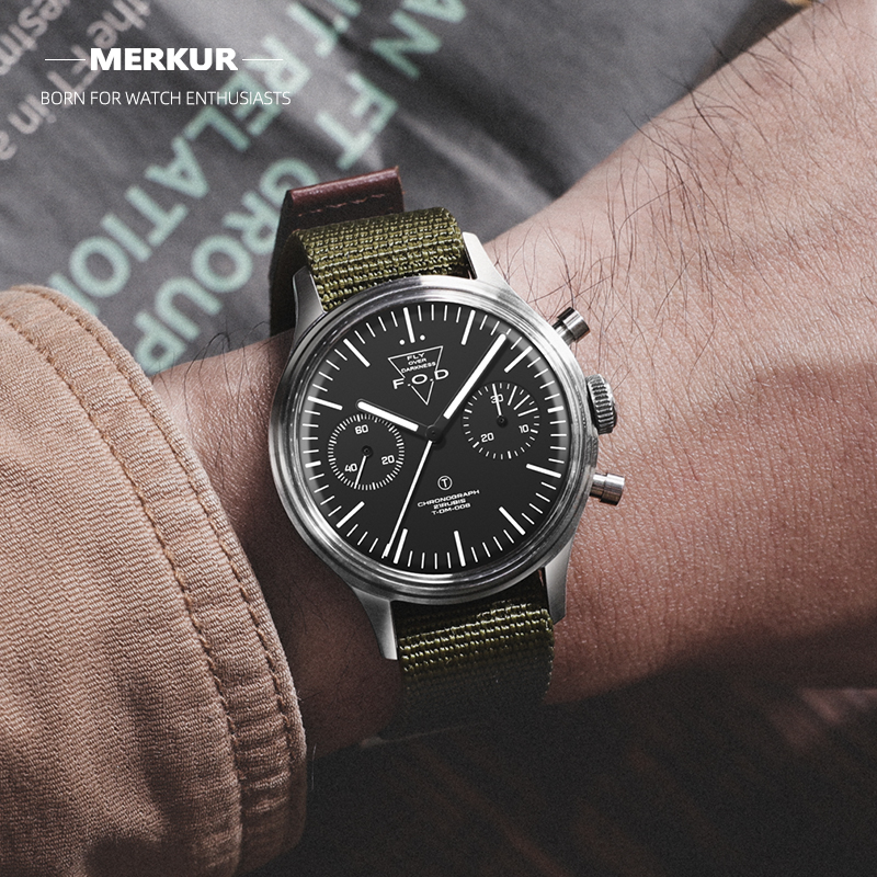 MERKUR FOD Fliger PILOT Mechanical Chronograph Mens Watch Type B Aviation  Watch