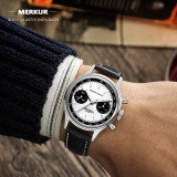Shipped in January 2022 PIERRE PAULIN  Retro 70‘s Vintage Panda Style Chronograph Mechanical Men's Complicated Acrylic 38MM Small Luxury Classic Wrist Watch