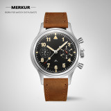 MERKUR First Colabs product Flieger watch with Super luminova Vintage Pilot Big Eye Chronograph Mechanical Type20 TypeXX
