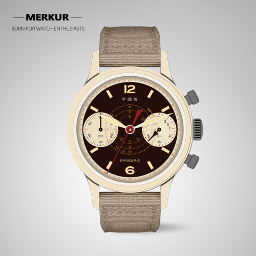 Chinese original MERKUR desert limited edition pilot manual mechanical watch men's chronograph Retro