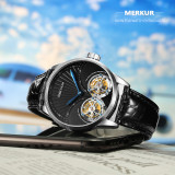 MERKUR genuine Double Tourbillon Manual Mechanical Watch Men's Luxury Formal Business