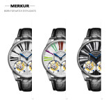 MERKUR Luxury True Double Tourbillon Manual Mechanical Watch Business Classic Men's Watch Sapphire All Steel