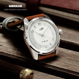MERKUR Handwinding Mechanical silver dial silver index  Retro Dress Watch Ivory Salmon dial