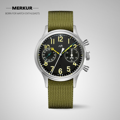 Merkur Retro 70‘s Vintage  Chronograph Mechanical Men's Complicated Sapphire 38MM Small Luxury Classic Wrist Watch Shipped at the end of December
