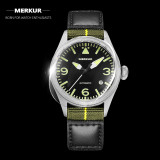 Merkur Damascus Steel Diving pilot Mechanical Diving Watch Sapphire Swiss STP -1