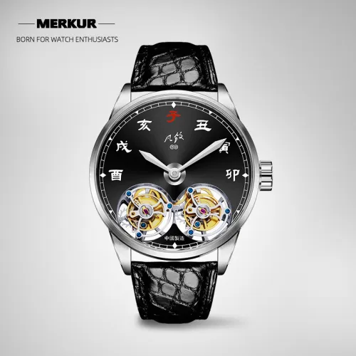 MERKUR Luxury True Double Tourbillon Manual Mechanical Watch Business Classic Men's Watch Sapphire All Steel
