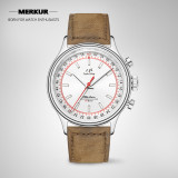 New Merkur Red 60 Second Retro 70‘s Vintage  Chronograph Mechanical Men's Complicated Sapphire 38MM Small Luxury Classic Wrist Watch