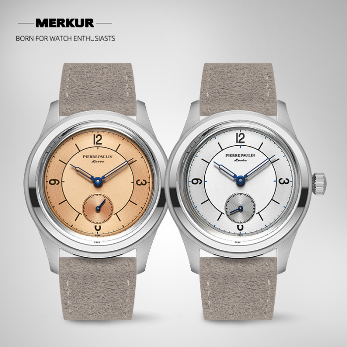 NEW Pierre Paulin business LEVEE series Handwinding Watch Sector Dial Salmon  silver dial  Vintage Casual Watch Mens