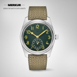 NEW MERKUR Made China 304 Pilot Watch Mechanical Mens Sub second Hand Watch retro oil yellow luminous handwind