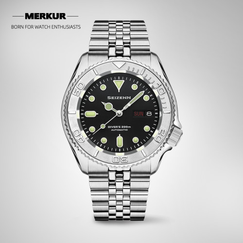 New SEIZENN Automatic NH36 Mechanical Diving Watch 200M Men's All Steel bracelet Swiss Luminous parts fit for SKX007