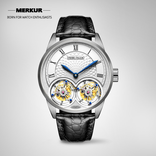 New Pierre Paulin genuine Double Tourbillon Manual Mechanical Watch Men's Luxury Formal Business Men's A Certified Millionaire Watch\