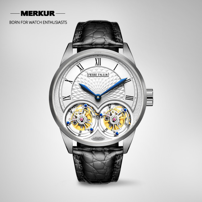 New Pierre Paulin genuine Double Tourbillon Manual Mechanical Watch Men's Luxury Formal Business Men's A Certified Millionaire Watch\