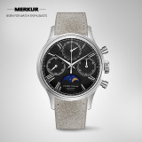 New PIERRE PAULIN Mechanical Chronograph Moon Phase Calendar Complicated Men's Luxury Dress Handwind Watch