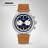 New FOD Racing Mechanical Chronograph 70‘s Retro Rally Style Watch Men’s Dress Hand winding Gradient Blue Green Luxury Complicated