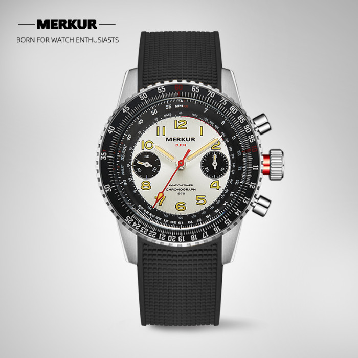 NEW MERKUR Pilot Handwinding Watch Vintage Inspired Mens chronograph watch For Mens Navitimer Airforce Fliger Watch