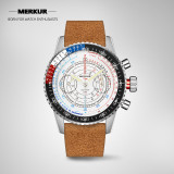 New MERKUR Run Series Doctor Watch Chronograph  Sapphire Vintage Handwinding Mechanical For Mens Seagull 1963 movement