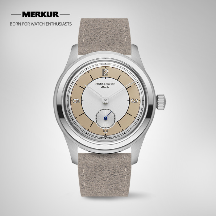 NEW Pierre Paulin business LEVEE series Handwinding Watch Sector Dial Salmon  silver dial  Vintage Casual Watch Mens