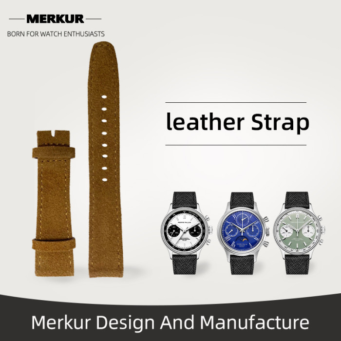 New MERKUR Watch Wild Leather Band Strap 20MM  From Merkur Military  water Resist For Mens Womens Watches Diver Chronograph Tourbillon Vintage Retro Pilot Watch Seagull 1963