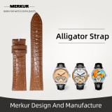 New MERKUR Watch Genuine Aligator Band Strap 21-22MM  From Merkur Military  water Resist For Mens Womens Watches Diver Chronograph Tourbillon Vintage Retro Pilot Watch Seagull 1963