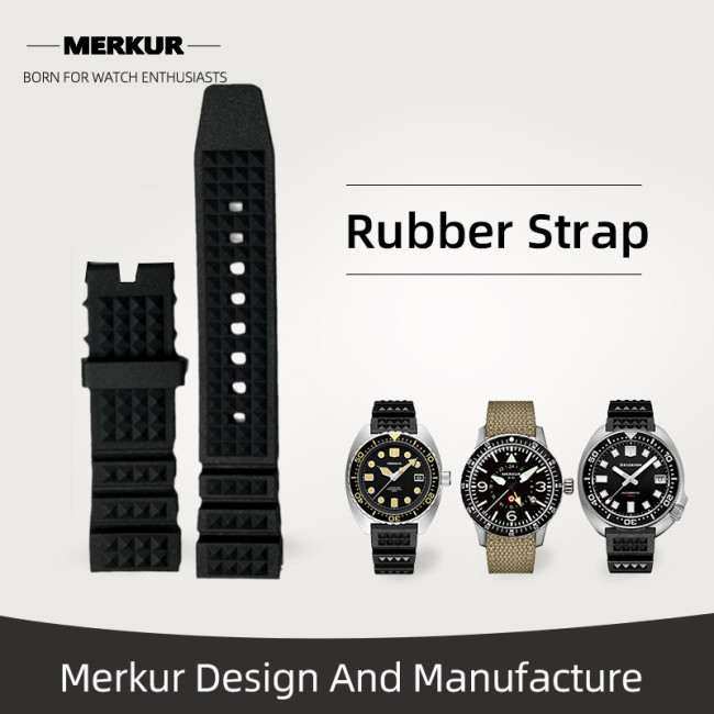 New MERKUR Watch Rubber Band Strap Canvas 20-22MM  From Merkur Military  water Resist For Mens Womens Watches Diver Chronograph Tourbillon Vintage Retro Pilot Watch Seagull 1963
