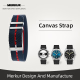 New MERKUR Watch Band Strap Canvas 20MM Military Leather water Resist For Mens Womens Watches Diver Chronograph Tourbillon Vintage Retro Pilot Watch