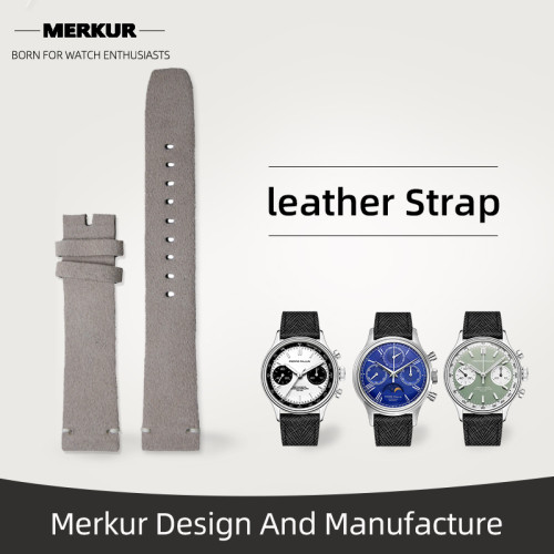 New MERKUR Watch  Leather Band Strap 18 MM  From Merkur Military  water Resist For Mens Womens Watches Diver Chronograph Tourbillon Vintage Retro Pilot Watch Seagull 1963