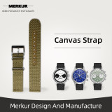 New MERKUR Watch Pilot Military Band Strap Canvas 20MM Military Leather water Resist For Mens Womens Watches Diver Chronograph Tourbillon Vintage Retro Pilot Watch