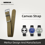 New MERKUR Watch Pilot Military Band Strap Canvas 20MM Military Leather water Resist For Mens Womens Watches Diver Chronograph Tourbillon Vintage Retro Pilot Watch