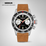 New MERKUR Sport Panda Chronograph  Sapphire Vintage Handwinding Mechanical For Mens Seagull 1963 movement