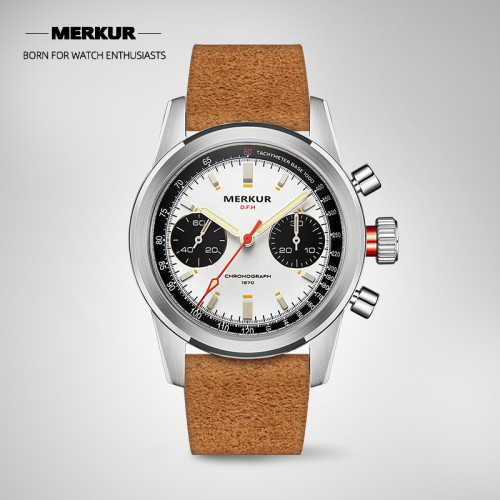 New MERKUR Sport Panda Chronograph  Sapphire Vintage Handwinding Mechanical For Mens Seagull 1963 movement
