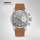 New MERKUR Big Eye Chronograph  Sapphire Vintage Handwinding Mechanical Type 20 Big Pilot Watch Gradient Green For Mens Seagull 1963 movement