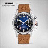 New MERKUR Big Eye Chronograph  Sapphire Vintage Handwinding Mechanical Type 20 Big Pilot Watch Gradient Green For Mens Seagull 1963 movement