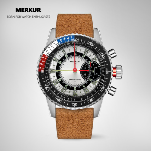 The new MERKUR sports one needle Chronograph Sapphire retro manual winding machine is suitable for men's seagull 2901 movement