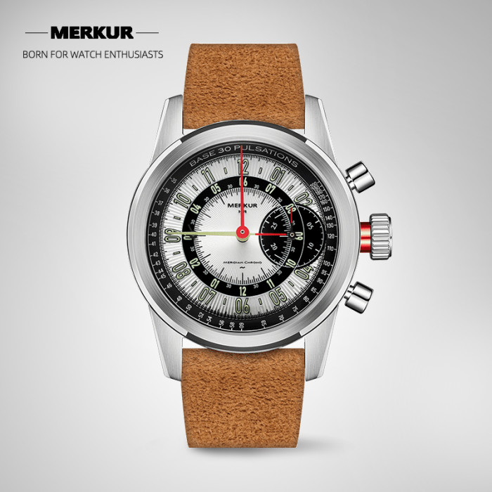The new MERKUR sports one needle Chronograph Sapphire retro manual winding machine is suitable for men's seagull 2901 movement