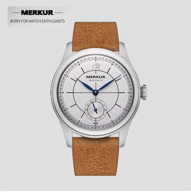 The New MERKUR Business LEVEE Series Manual Chorded Watch Cross Line Dial Salmon Silver Dial Retro Casual Watch for Men