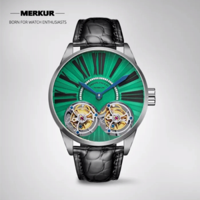 New Pierre Paulin genuine Double Tourbillon Manual Mechanical Watch Men's  Luxury Formal Business