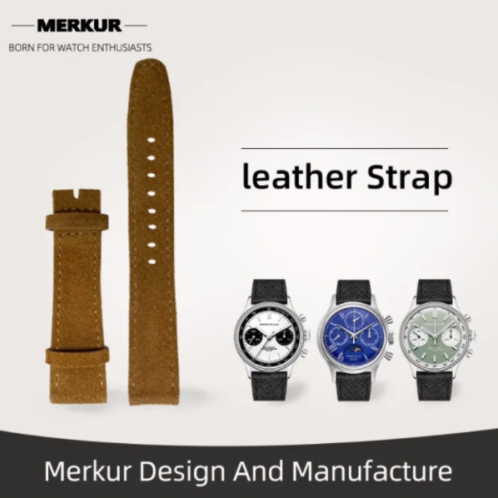 New MERKUR Watch Pam Leather Band Strap 20MM  From Merkur Military  water Resist For Mens Womens Watches Diver Chronograph Tourbillon Vintage Retro Pilot Watch Seagull 1963
